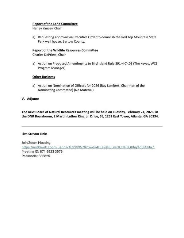 a) Requesting approval via Executive Order to demolish the Red Top Mountain State Park well house, Bartow County.