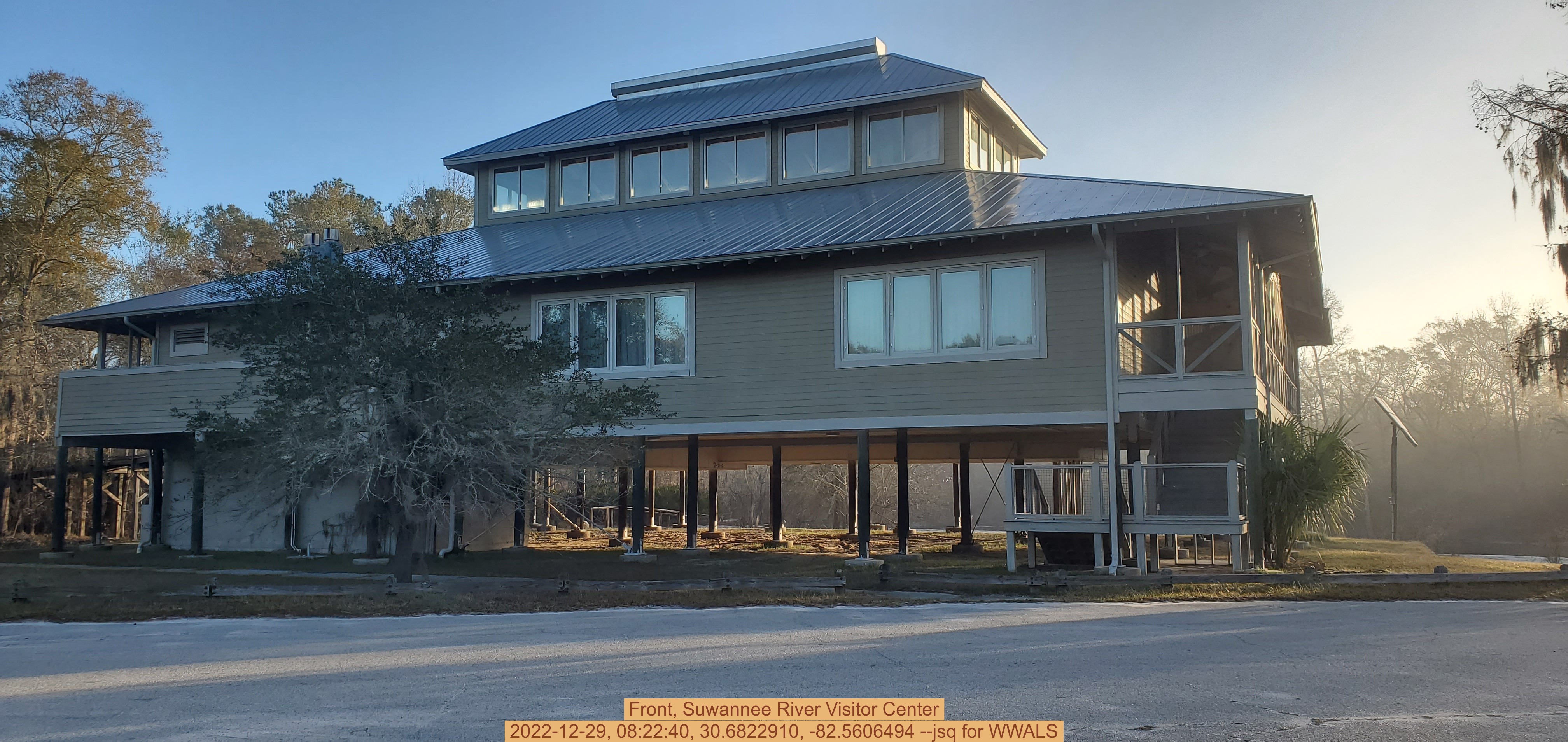 Front, Suwannee River Visitor Center, 2022-12-29, 08:22:40, 30.6822910, -82.5606494 --jsq for WWALS