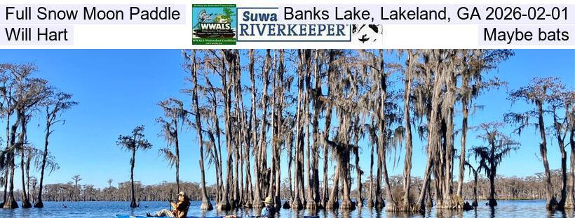 Full Snow Moon Paddle, Banks Lake, Lakeland, GA 2026-02-01, Will Hart, Maybe bats