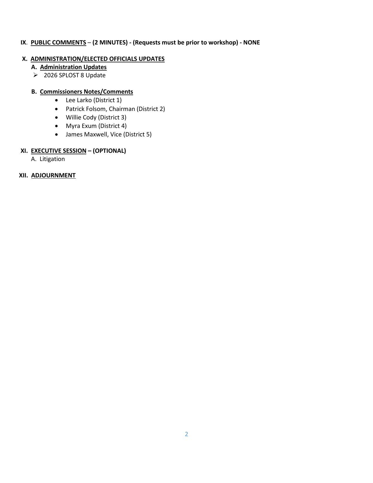 XII. ADJOURNMENT