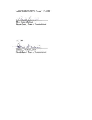 [Signatures, Data Center Moratorium Resolution, 2026-02-26, Brooks County Commission]