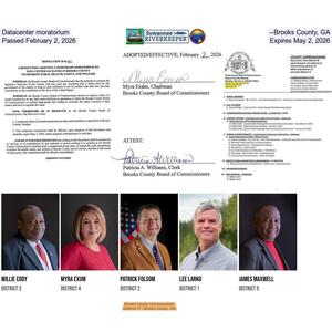 [Datacenter moratorium --Brooks County, GA, Passed February 2, 2026, Expires May 2, 2026]