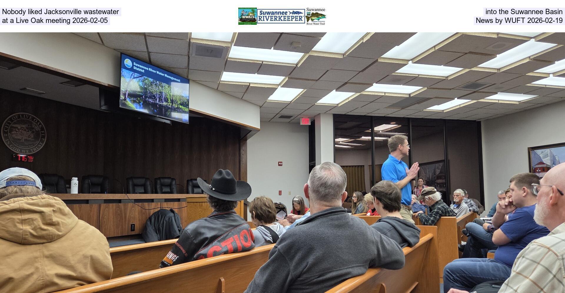 Nobody liked Jacksonville wastewater into the Suwannee Basin at a Live Oak meeting 2026-02-05, News by WUFT 2026-02-19