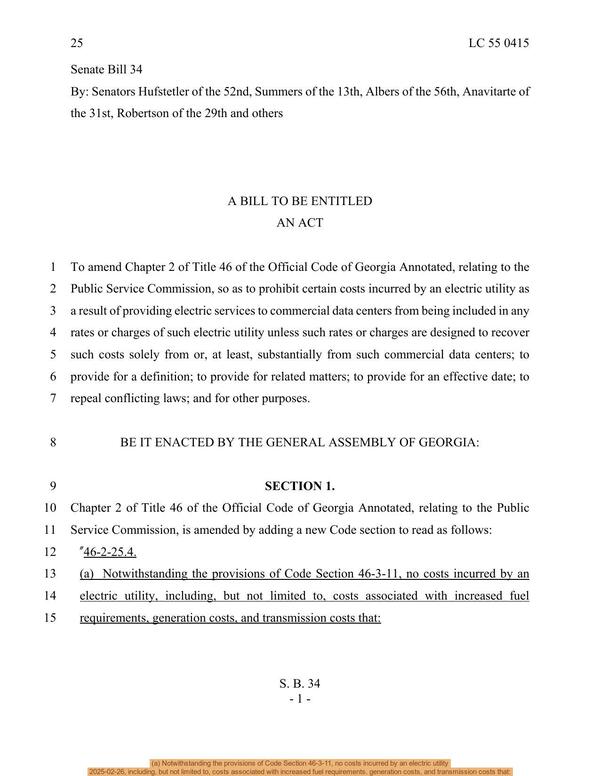 [(a) Notwithstanding the provisions of Code Section 46-3-11, no costs incurred by an electric utility, 2025-02-26, including, but not limited to, costs associated with increased fuel requirements. generation costs, and transmission costs that:]