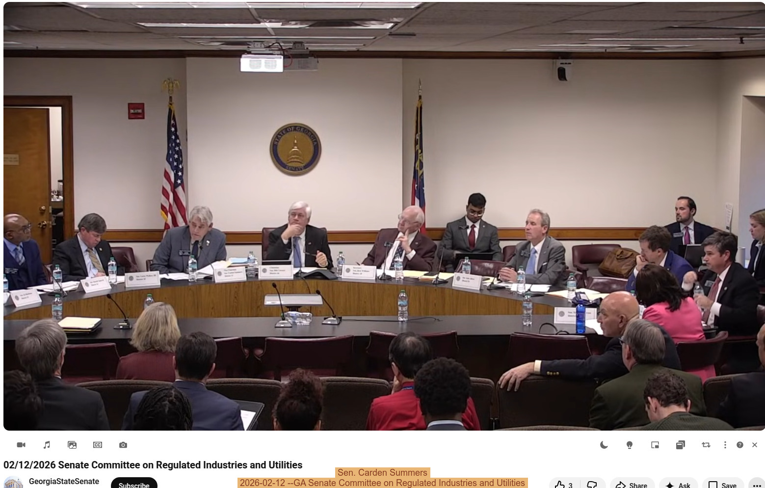 Sen. Carden Summers, 2026-02-12 --GA Senate Committee on Regulated Industries and Utilities
