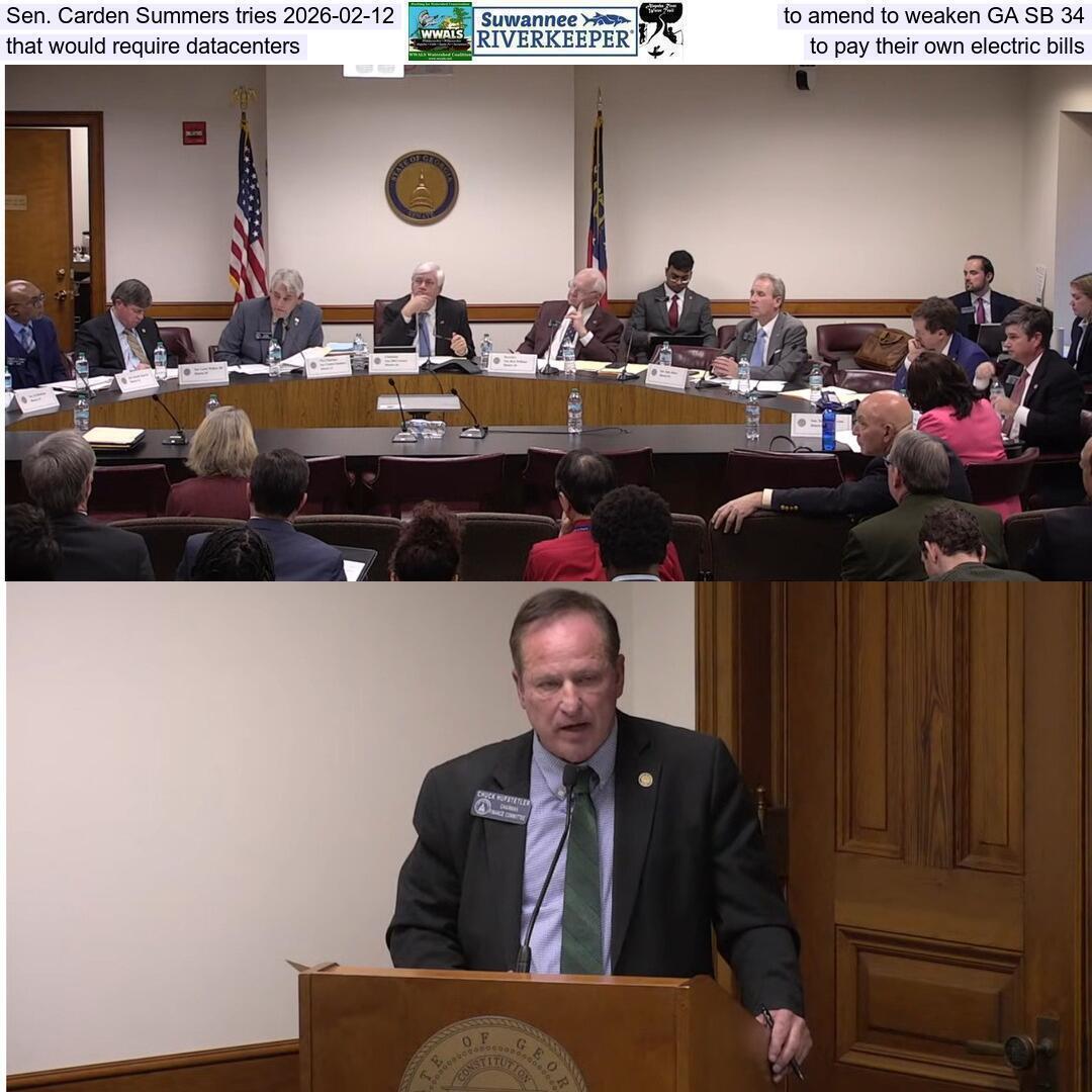 Sen. Carden Summers tries 2026-02-12, to amend to weaken GA SB 34, that would require datacenters to pay their own electric bills