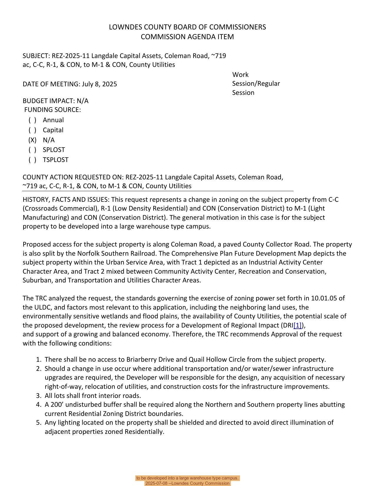 to be developed into a large warehouse type campus.