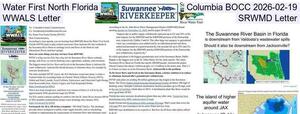 [Water First North Florida, Columbia BOCC 2026-02-19, WWALS Letter, SRWMD Letter]