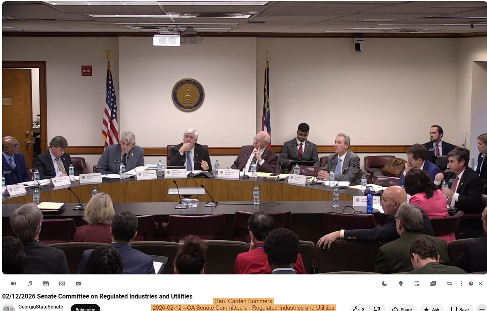 Sen. Carden Summers, 2026-02-12 --GA Senate Committee on Regulated Industries and Utilities