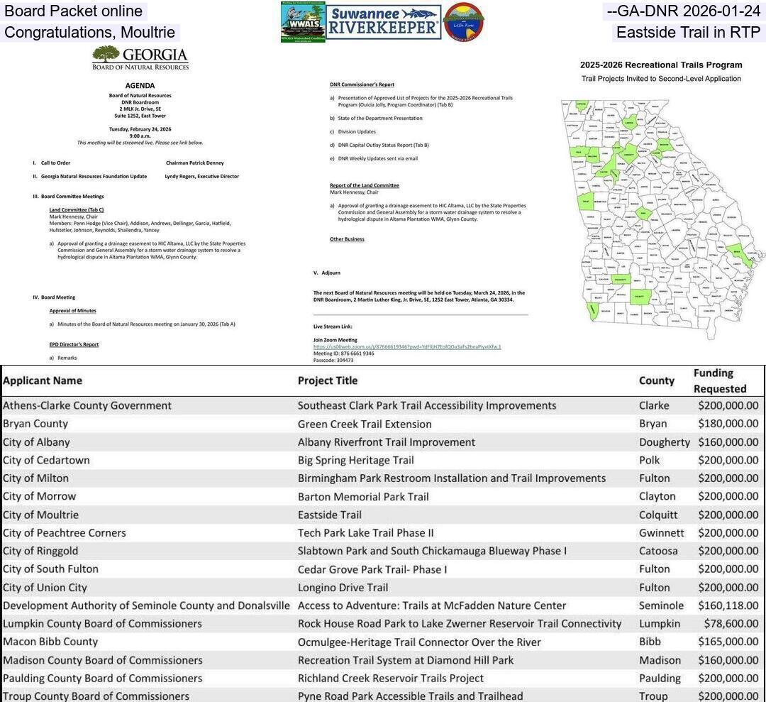 Board Packet online, --GA-DNR 2026-01-24, Congratulations, Moultrie, Eastside Trail in RTP