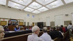 [Movie: Leanne Hooks, lives half a mile from the proposed site; has barn built in 1890. Not vacant land. Our farm, our wildlife and our home. Do you have real data showing how industrial water use will affect nearby wells? Etc. (259M)]