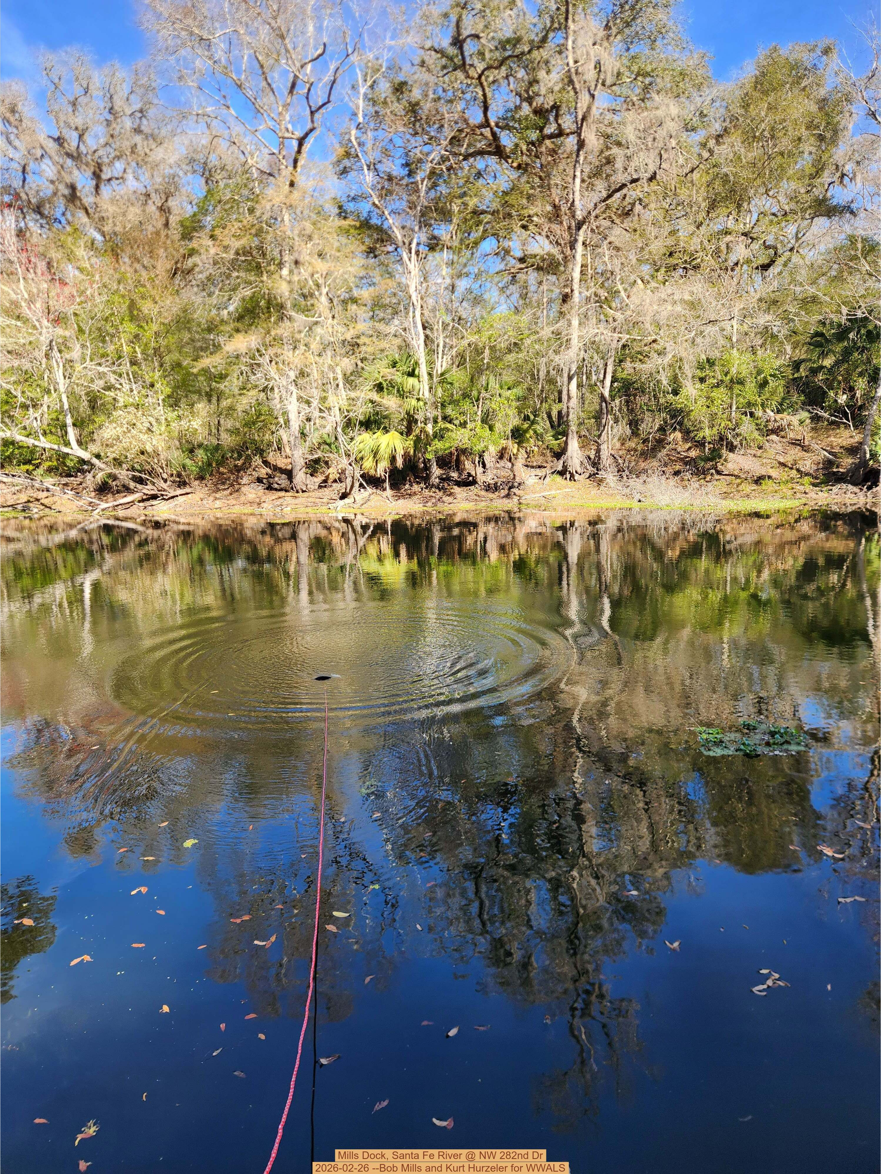 Mills Dock, Santa Fe River @ NW 282nd Dr 2026-02-26 --Bob Mills and Kurt Hurzeler for WWALS