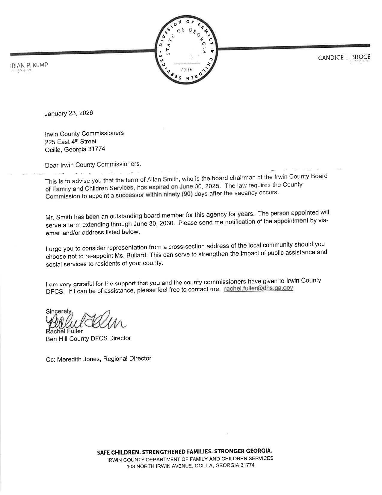 Term of Allan Smith expired 2025-06-30 on DFACS