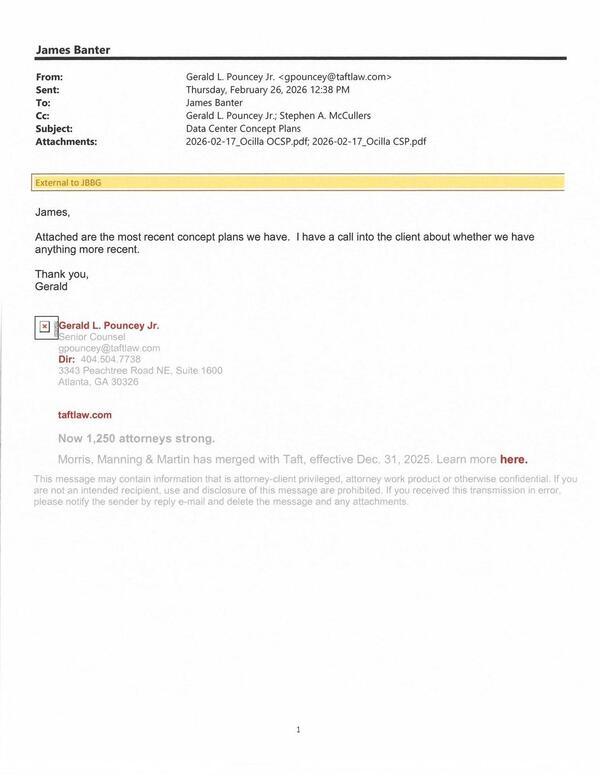 Attached are the most recent concept plans we have. I have a call into the client about whether we have anything more recent. 2026-02-26 12:38 PM --Gerald L. Pouncey Jr.