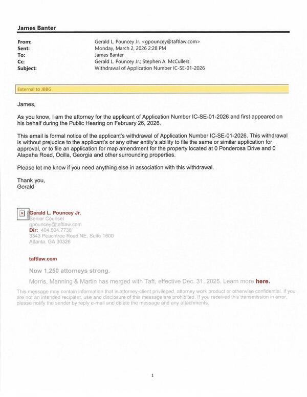 Applicant withdrawal of Application Number IC-SE-01-2026. 2026-03-02 2:28 PM --Gerald L. Pouncey Jr.