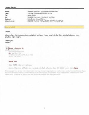 [Attached are the most recent concept plans we have. I have a call into the client about whether we have anything more recent. 2026-02-26 12:38 PM --Gerald L. Pouncey Jr.]