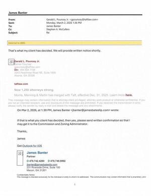 [That’s what my client has decided. We will provide written notice shortly. 2026-03-02 1:36 PM --Gerald L. Pouncey Jr.]