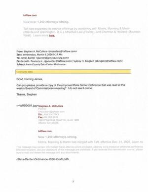 [Can you please provide a copy of the proposed Data Center Ordinance that was read at this week's Board of Commissioners meeting?]