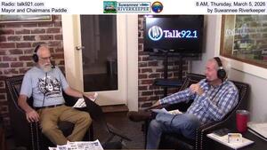 [Radio: talk921.com, 8 AM, Thursday, March 5, 2026, Mayor and Chairmans Paddle by Suwannee Riverkeeper]