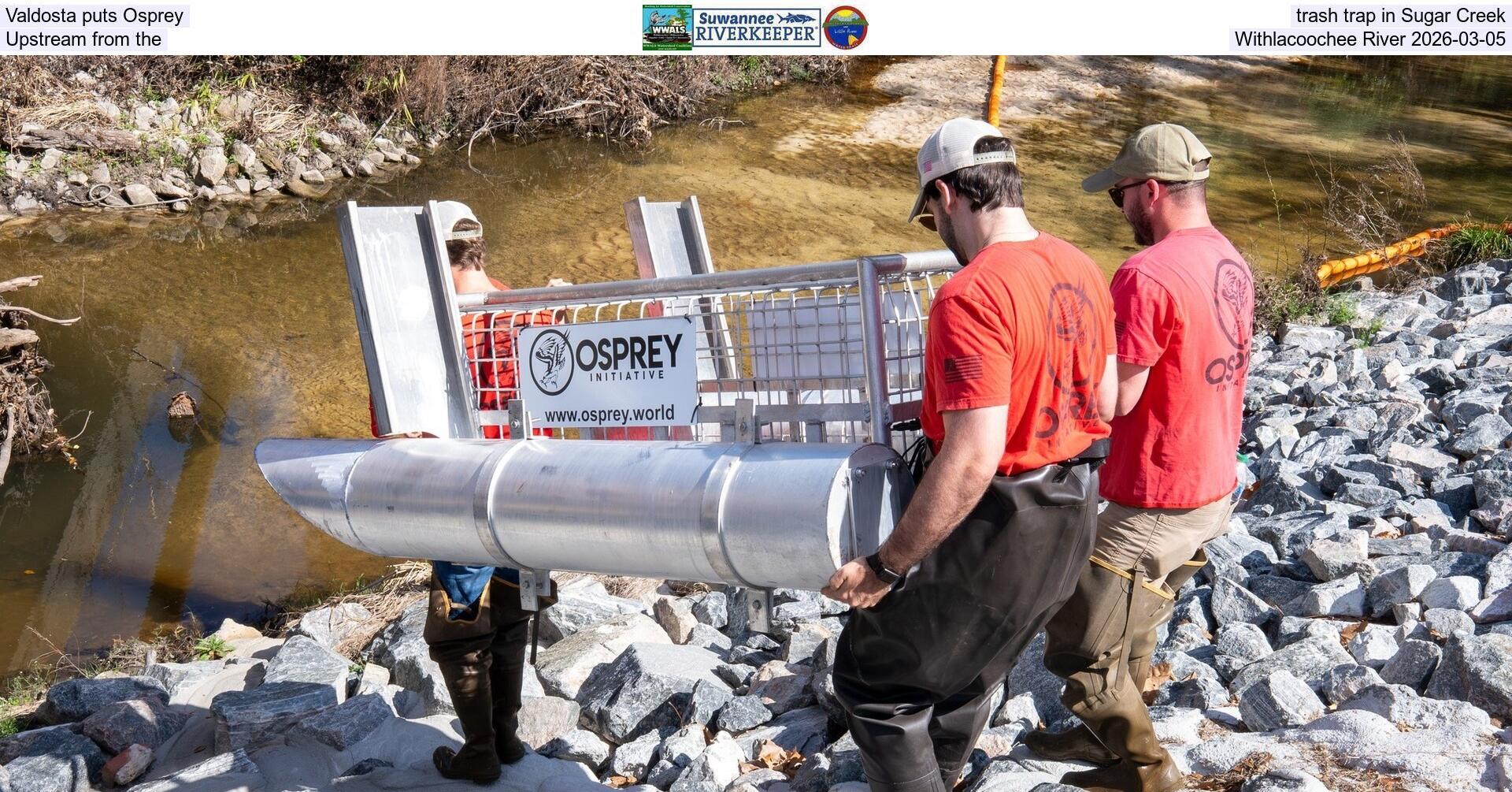 [Valdosta puts Osprey trash trap in Sugar Creek, Upstream from the Withlacoochee River 2026-03-05]