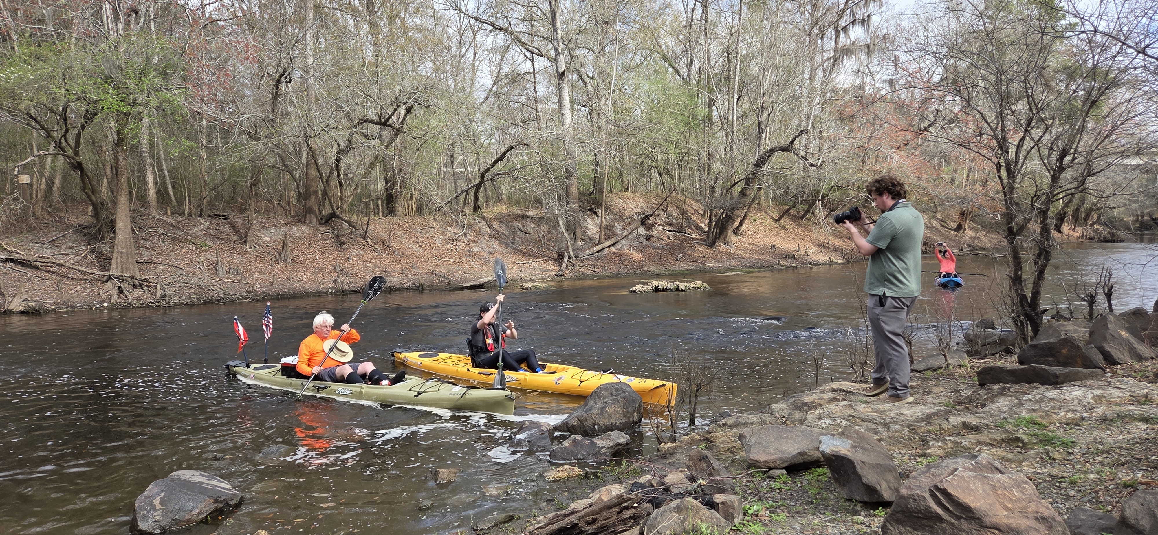 Phil Hubbard with UGA flag, Mayor upstream, 2026:03:07 09:43:43, 30.8514751, -83.3475261 --jsq for WWALS