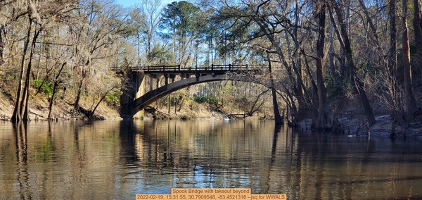 Spook Bridge with takeout beyond, 2022-02-19, 15:31:55, 30.7909548, -83.4521316 --jsq for WWALS