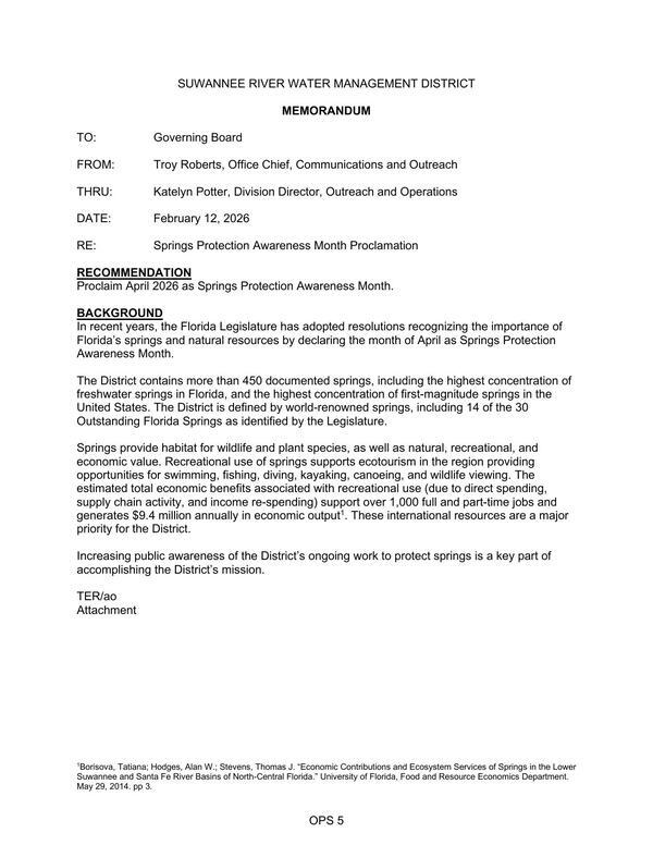 [Springs Protection Awareness Month Proclamation]