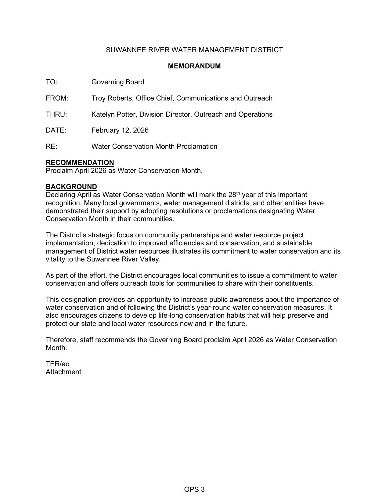 Water Conservation Month Proclamation