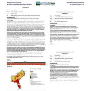 [Phase II Water Shortage, Springs Protection Awareness & Water Conservation Month Proclamation @ SRWMD 2026-03-10]