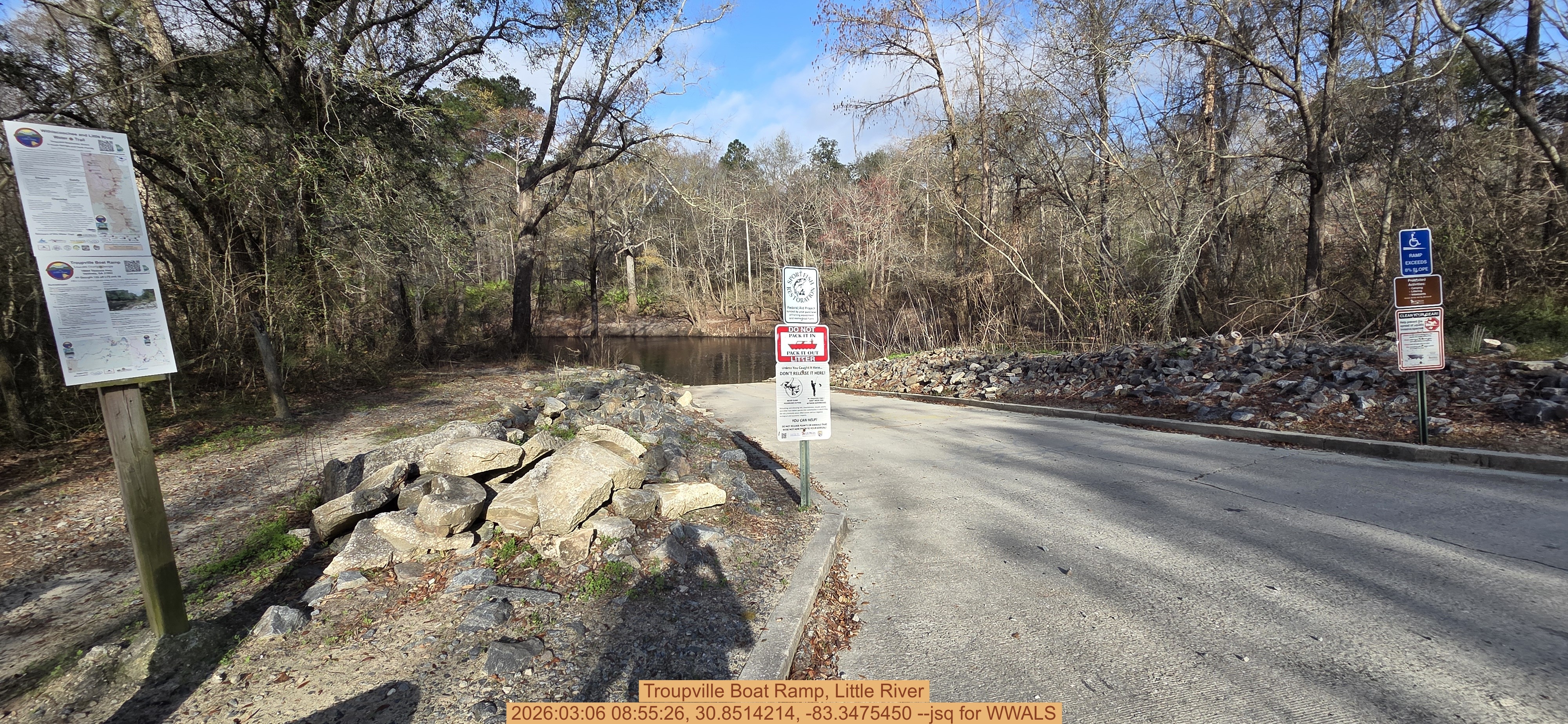 Troupville Boat Ramp, Little River, 2026:03:06 08:55:26, 30.8514214, -83.3475450 --jsq for WWALS