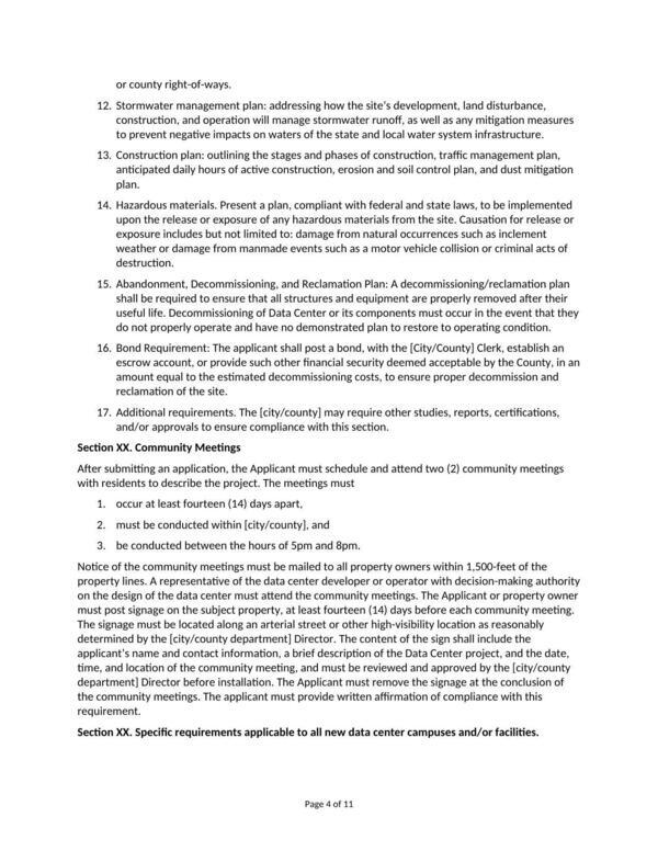 Section XX. Community Meetings