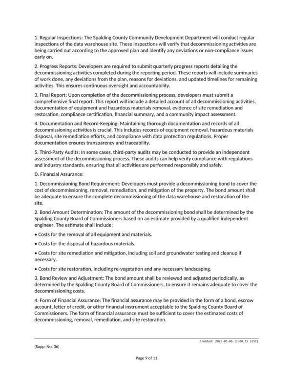 1. Decommissioning Bond Requirement: