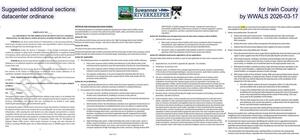 [Suggested additional sections for Irwin County datacenter ordinance, by WWALS 2026-03-17]