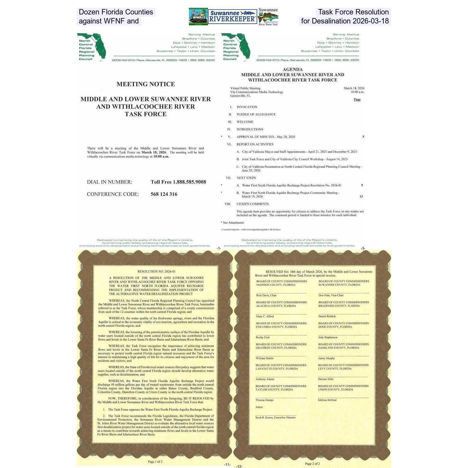 Dozen Florida Counties Task Force Resolution against WFNF and for Desalination 2026-03-18