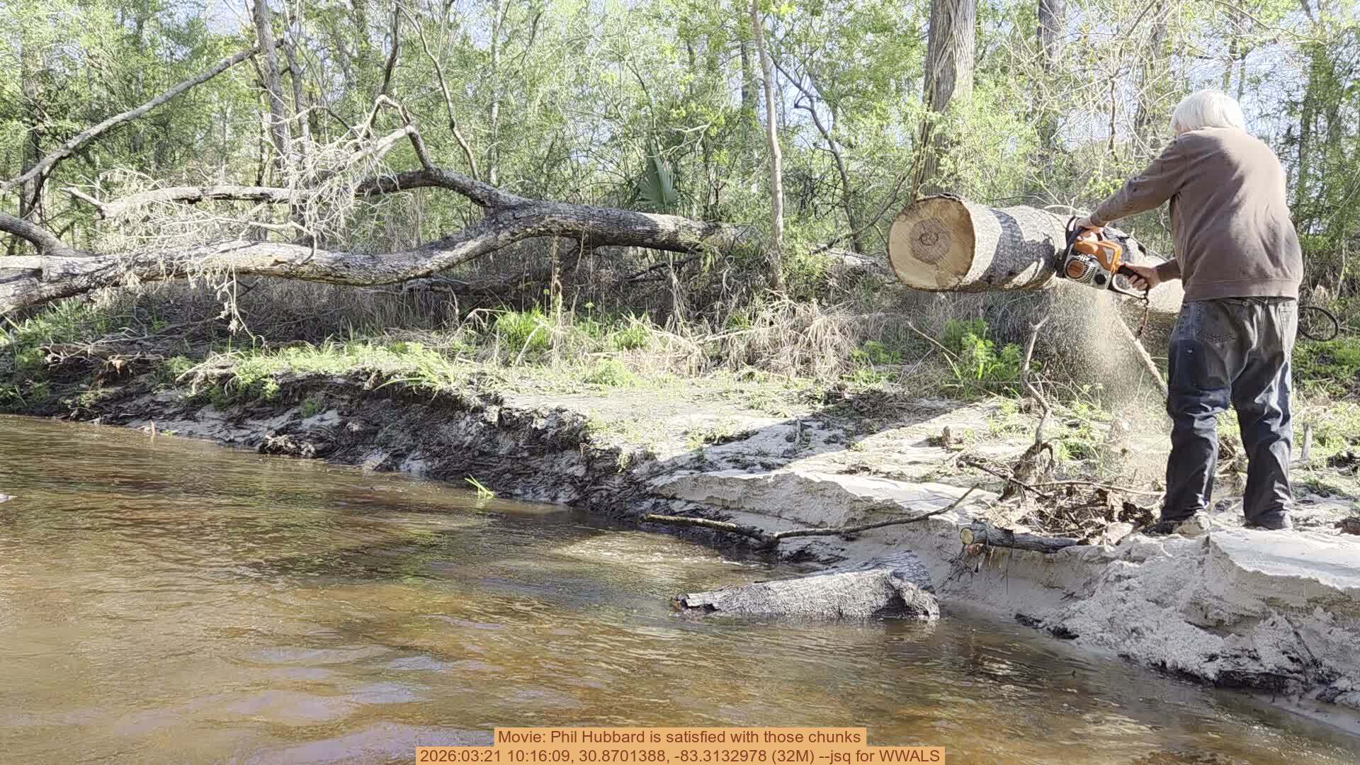 Movie: Phil Hubbard is satisfied with those chunks, 2026:03:21 10:16:09, 30.8701388, -83.3132978 (32M) --jsq for WWALS