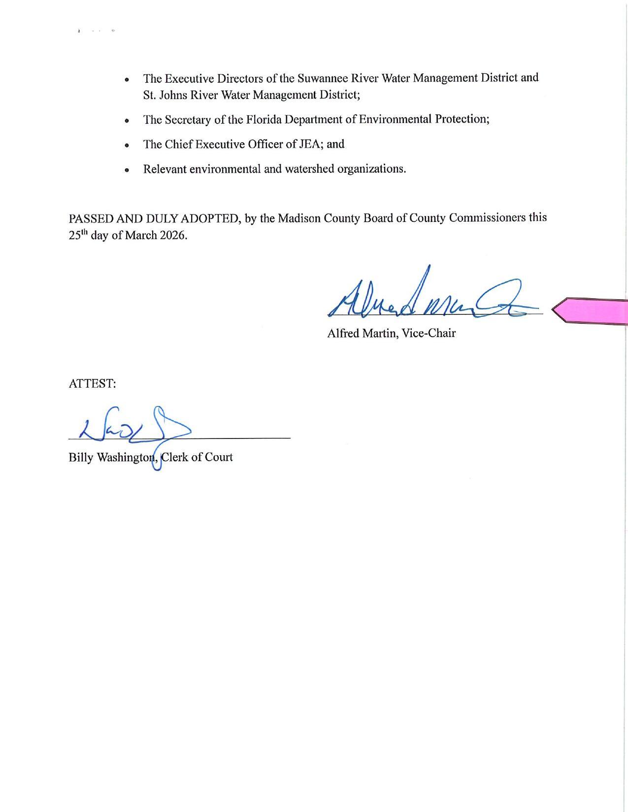 PASSED AND DULY ADOPTED, by the Madison County Board of County Commissioners this 25th day of March 2026.