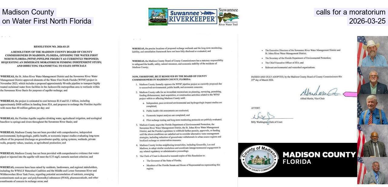 Madison County calls for a moratorium on Water First North Florida, 2026-03-25