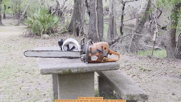 [Movie: 36-inch chainsaw, 2026:03:29 09:33:18, 30.8874839, -83.3237377 (9.5M) --jsq for WWALS]