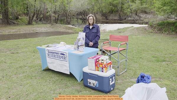 Movie: Cindy Vedas, WWALS table, Langdale Park Boat Ramp, 2026:03:29 10:07:36, 30.8877325, -83.3237422 (73M) --jsq for WWALS