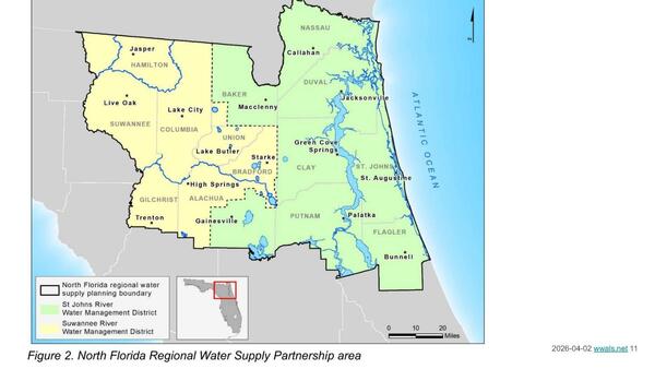 North Florida regional water supply planning boundary