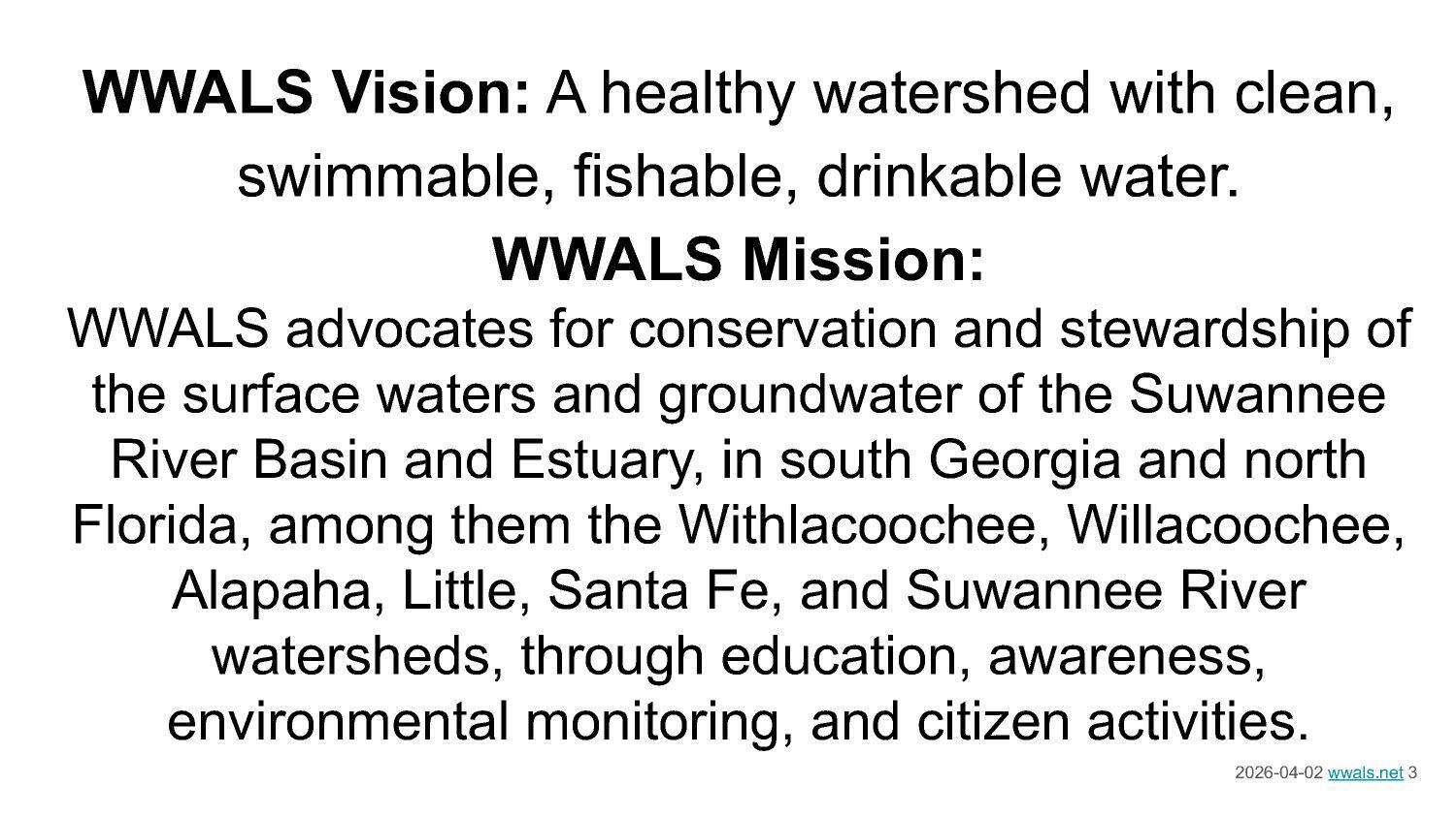 WWALS Vision and Mission