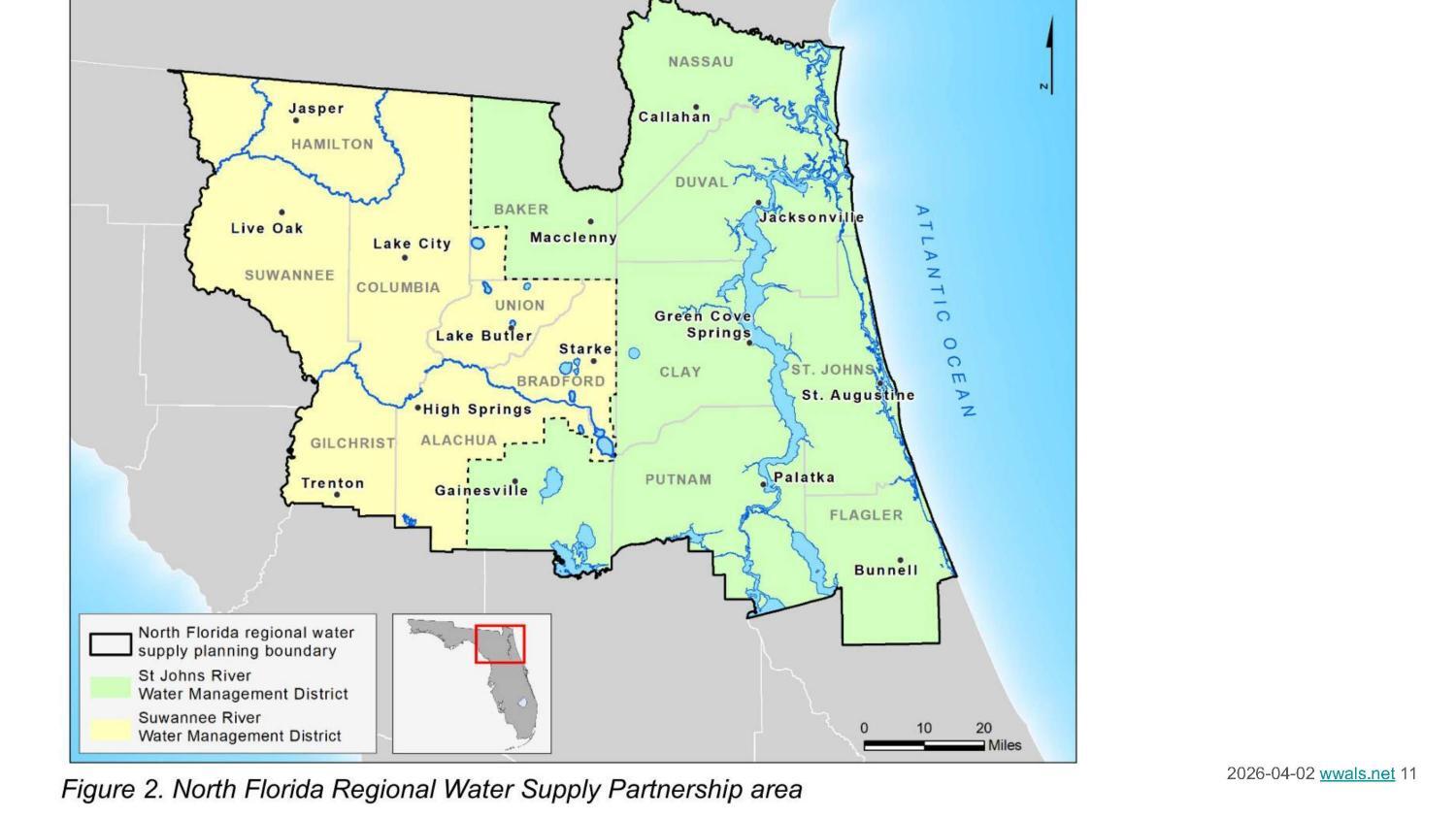 North Florida regional water supply planning boundary