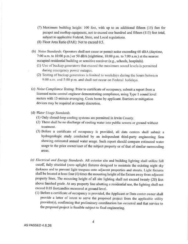 (d) Water Usage Standards and (e) Electrical and Energy Standards