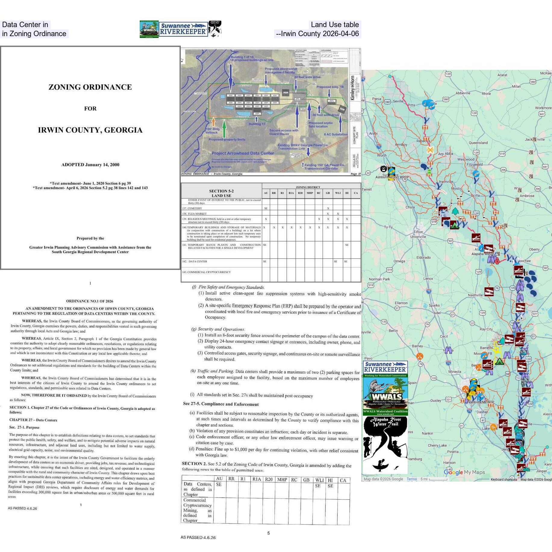 Data Center in Land Use table in Zoning Ordinance --Irwin County 2026-04-06