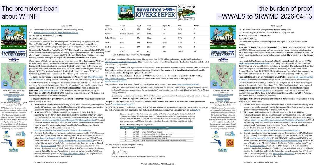 The promoters bear the burden of proof about WFNF --WWALS to SRWMD 2026-04-13