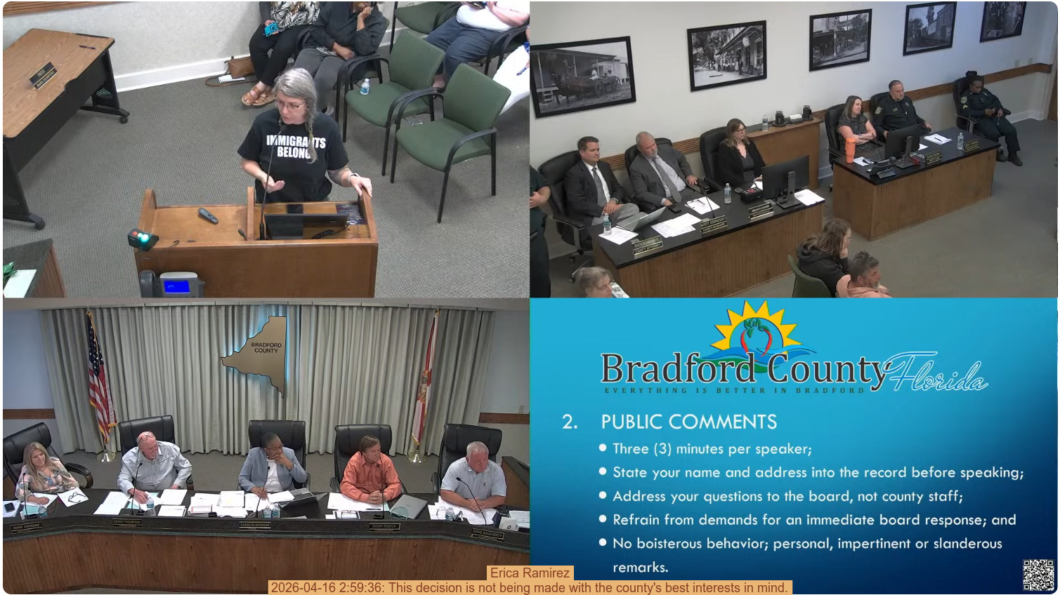 Erica Ramirez, 2026-04-16 2:59:36: This decision is not being made with the county's best interests in mind.