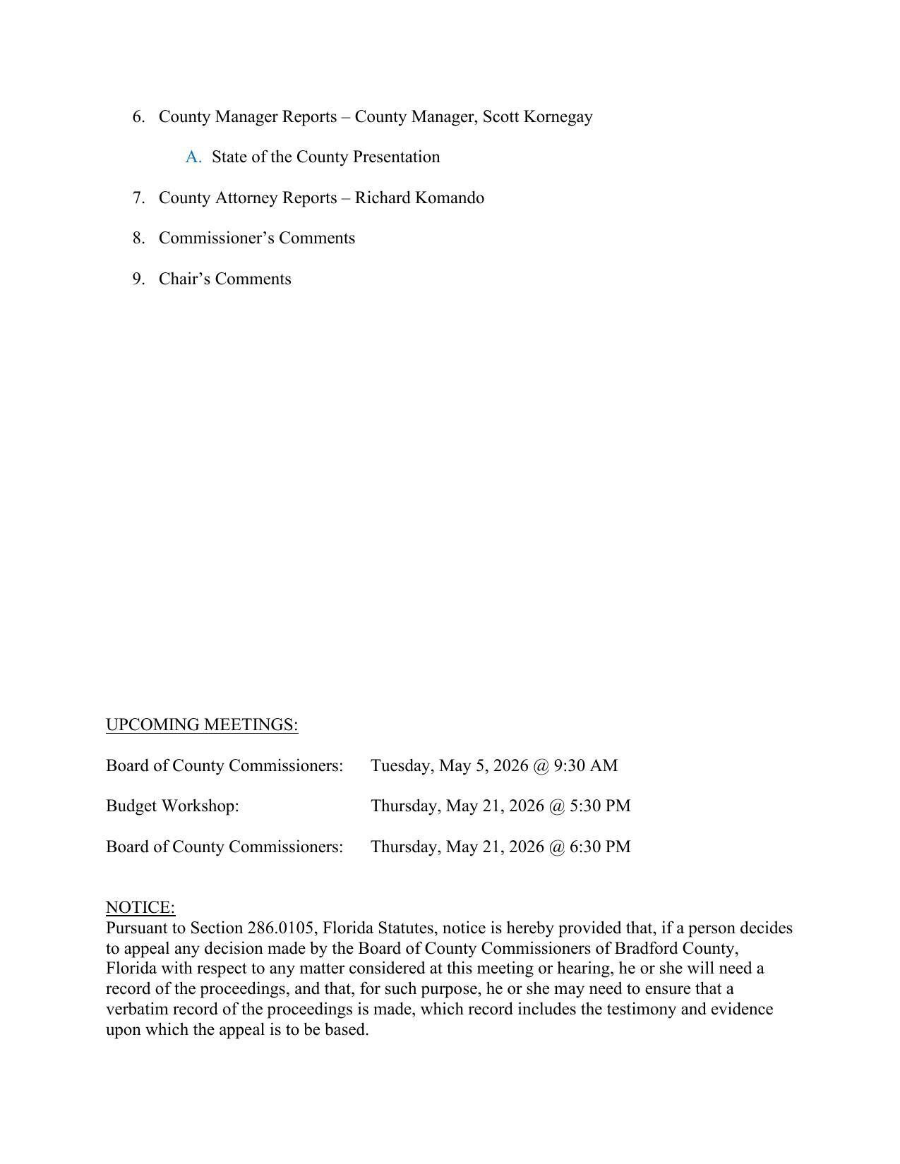 Agenda Page 2, 2026-04-16 --Bradford County, FL, BOCC