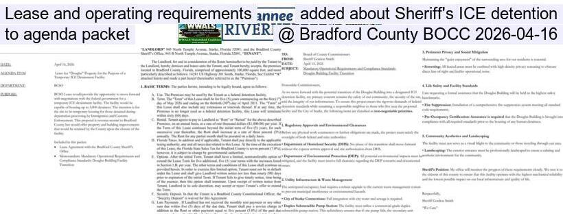 Lease and operating requirements added about Sheriff's ICE detention to agenda packet @ Bradford County BOCC 2026-04-16