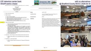 [ICE detention center back, with no alternatives, Sheriff wants a lease @ Bradford County BOCC 2026-04-16]