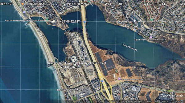 [Map: Carlsbad Desalination Plant, 2026-04-19 --Google Earth]